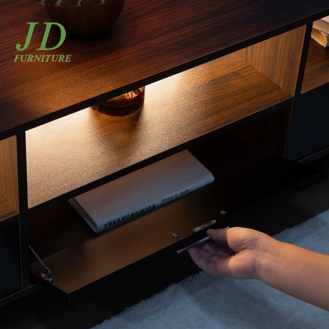 Isandro TV Stand – Modern Entertainment Center for TVs up to 75" with LED Lights & Storage