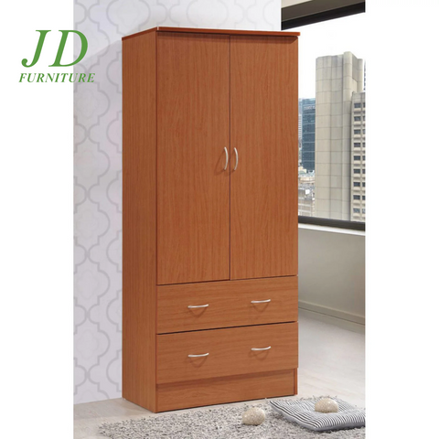 2 Door Armoire with 2 Drawers and Clothing Rod in Cherry Wood