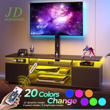Kappenne Adjustable TV Stand – TV Console with RGB LED Lights, 2 Storage Cabinets for TVs up to 70"