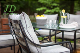 Lavallette 7-Piece Patio Dining Set – Steel Outdoor Dining Set for 6, Cushioned Chairs & Tempered Glass Rectangular Table
