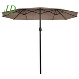 15ft Double-Sided Market Umbrella – Twin Patio Umbrella with Crank, Tan Outdoor Shade