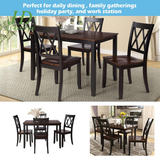 Dining Table Set, 5 Piece Kitchen Dining Table Set, Wooden Dining Table and Chair Set, Kitchen Dining Room Furniture (Black+Cherry)