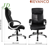 Executive Home Office Chair – Ergonomic High Back with Lumbar Support, Adjustable PU Leather Manager Chair, Black