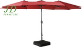 15-Ft Double-Sided Patio Umbrella – Outdoor Market Umbrella with Crank, Base Included, Red