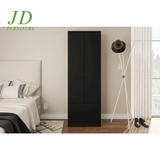 Denmark Modern 2-Door Bedroom Armoire – Black Storage Cabinet with 2 Drawers