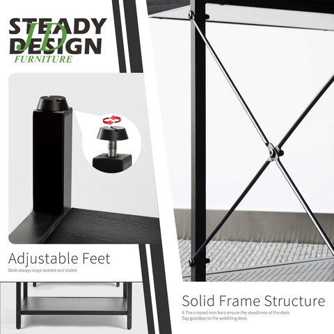 Home Office Computer Desk – Desk with Drawer, Monitor Stand & Storage Shelves