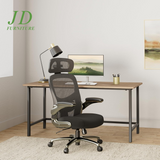Officefactor Big and Tall Office Chair – 500 lbs Rated, High Back Ergonomic Chair with Flip-Up Arms, Adjustable Lumbar Support & Headrest, Mesh Back, Black