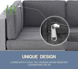 5-Piece Outdoor Patio Furniture, Grey Wicker Furniture Modular Patio Sectional Sofas Outdoor Conversation Set for Garden, Balcony, Deck, Lawns, Porch - Gray