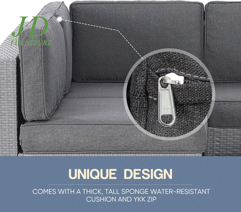 5-Piece Outdoor Patio Furniture, Grey Wicker Furniture Modular Patio Sectional Sofas Outdoor Conversation Set for Garden, Balcony, Deck, Lawns, Porch - Gray