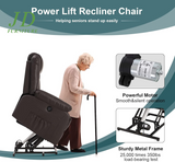 Power Lift Recliner Chair for Elderly – Electric Massage & Heat, PU Leather, Brown
