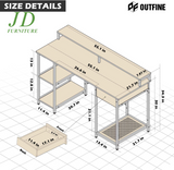 Home Office Computer Desk – Desk with Drawer, Monitor Stand & Storage Shelves