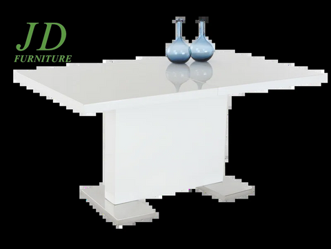 Border Extendable Metal Base Dining Table – Modern Adjustable Table for Dining Room or Kitchen