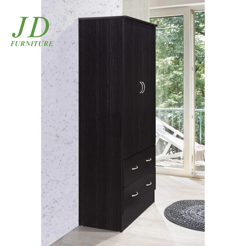 2 Door Armoire with 2 Drawers and Clothing Rod in Cherry Wood