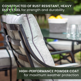 Lavallette 7-Piece Patio Dining Set – Steel Outdoor Dining Set for 6, Cushioned Chairs & Tempered Glass Rectangular Table