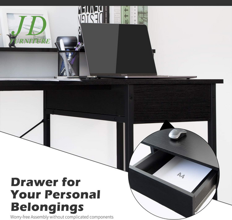 Home Office Computer Desk – Desk with Drawer, Monitor Stand & Storage Shelves