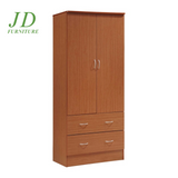2 Door Armoire with 2 Drawers and Clothing Rod in Cherry Wood