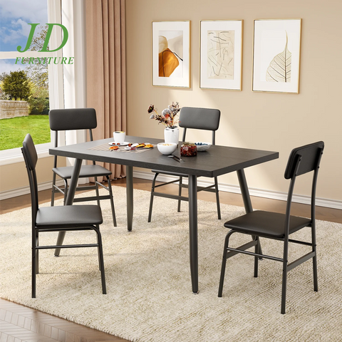 Dining Table Set for 4 – Kitchen Dining Table with 2 Chairs, Black for Dining Room