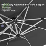 11' Double Top Deluxe Square Patio Umbrella – Offset Hanging Cantilever Market Umbrella for Garden, Grey