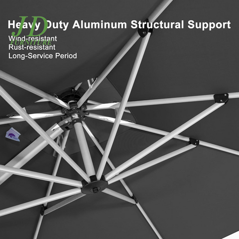 11' Double Top Deluxe Square Patio Umbrella – Offset Hanging Cantilever Market Umbrella for Garden, Grey