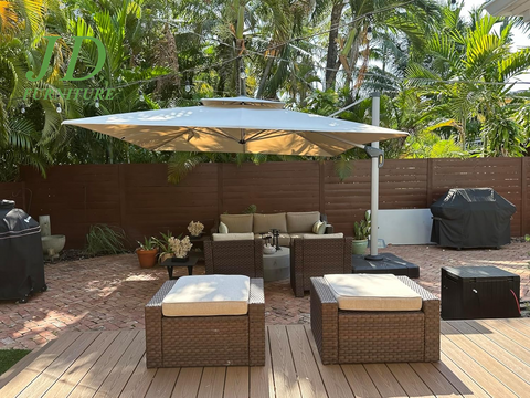 10Ft Patio Umbrella – Large Cantilever Windproof Offset Umbrella, Heavy Duty for Garden, Deck & Pool, Beige