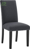 Set of 2 Upholstered Fabric Dining Chairs – High Back with Nailhead Trim, Parsons Style Side Chairs for Kitchen & Dining Room, Dark Grey