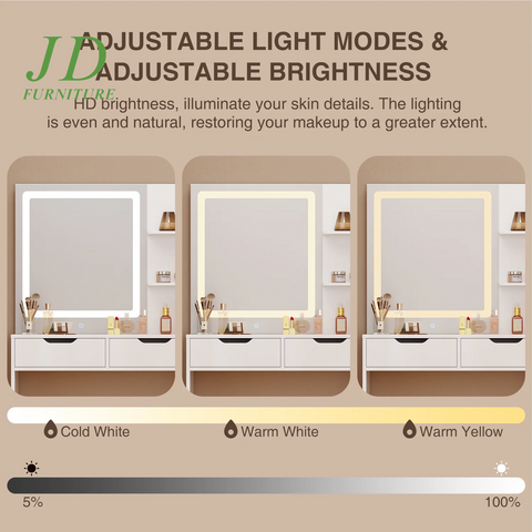 Makeup Vanity with Mirror and Lights Large Vanity Table Set White
