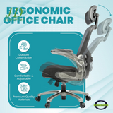Officefactor Big and Tall Office Chair – 500 lbs Rated, High Back Ergonomic Chair with Flip-Up Arms, Adjustable Lumbar Support & Headrest, Mesh Back, Black