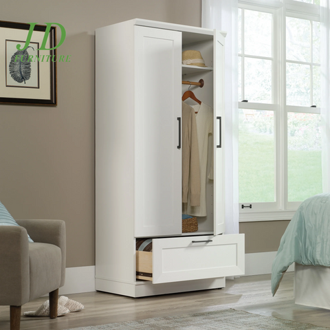 Homeplus Bedroom Wardrobe Armoire – Soft White Finish Storage Cabinet for Bedroom