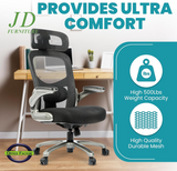 Officefactor Big and Tall Office Chair – 500 lbs Rated, High Back Ergonomic Chair with Flip-Up Arms, Adjustable Lumbar Support & Headrest, Mesh Back, Black