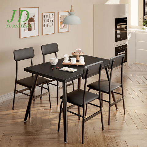 Dining Table Set for 4 – Kitchen Dining Table with 2 Chairs, Black for Dining Room