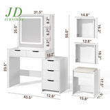 Makeup Vanity with Mirror and Lights Large Vanity Table Set White