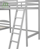 Twin Loft Bed for Kids, Wood Loft Bed L-Shaped Corner Bunk Bed Frame 3 Bed Bunk Loft Bed with Full Guardrails and Flat Ladder (Grey)