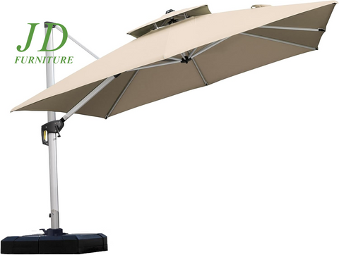10Ft Patio Umbrella – Large Cantilever Windproof Offset Umbrella, Heavy Duty for Garden, Deck & Pool, Beige