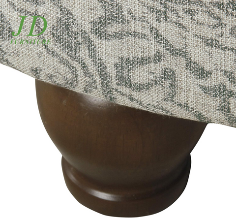 Upholstered Round Storage Ottoman – Gray Floral Footrest for Living Room & Bedroom Decor