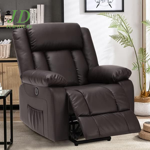 Power Lift Recliner Chair for Elderly – Electric Massage & Heat, PU Leather, Brown