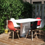 Border Extendable Metal Base Dining Table – Modern Adjustable Table for Dining Room or Kitchen