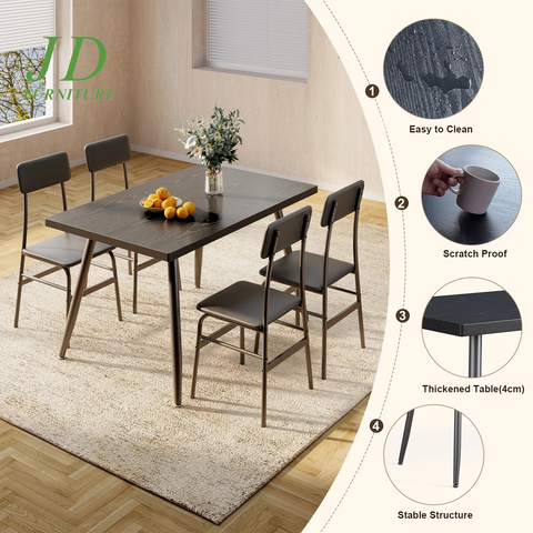 Dining Table Set for 4 – Kitchen Dining Table with 2 Chairs, Black for Dining Room