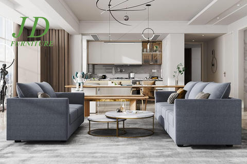 2-Piece Modular Sofa & Loveseat Set – Reconfigurable Living Room Furniture in Bluish Grey