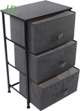 3-Drawer Nightstand – Bedside Table with Fabric Bins, Wood Top & Steel Frame for Bedroom, Office, or Dorm