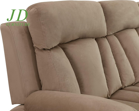 Elton 3-Piece Beige Reclining Sofa Set – Microfiber Sofa, Loveseat & Chair with Lumbar Support & Extra Padding, 6-Seater
