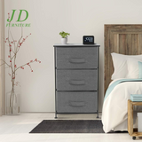 3-Drawer Nightstand – Bedside Table with Fabric Bins, Wood Top & Steel Frame for Bedroom, Office, or Dorm