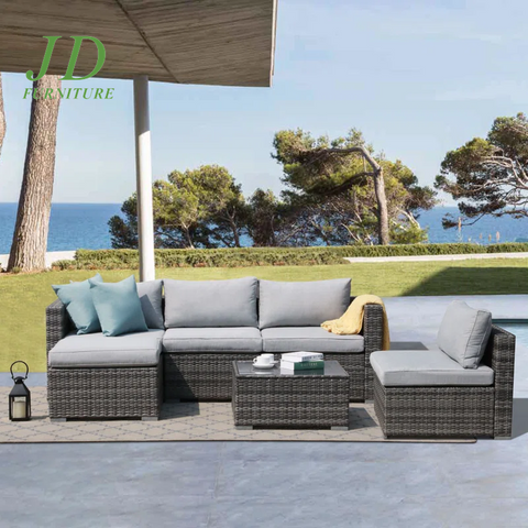 Eudy 6 Piece Rattan Sectional Seating Group with Cushions