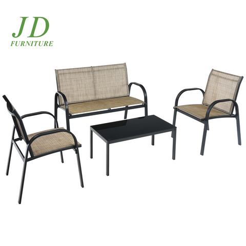 4PCS Patio Conversation Furniture Set All-Weather Garden Outdoor Brown