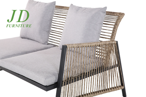 Outdoor Furniture Set - 3 Piece Metal Reclining Outdoor Conversation Sets with Cushion, Gray/Gray