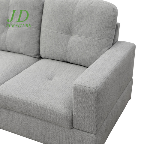 Modern L-Shaped Sectional Sofa Set – Off-White Chenille Couch for Apartment Living Room (No Ottoman)