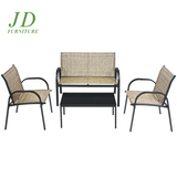 4PCS Patio Conversation Furniture Set All-Weather Garden Outdoor Brown