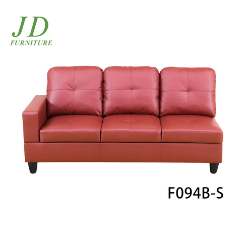 Semi PU Leather Sectional Sofa Couch Living Room Furniture Sets, Modern L Shaped Sectional Sofa Set, Red(No Ottoman)