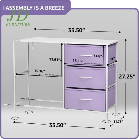 5-Drawer Kids Dresser – Storage Chest with Steel Frame, Wood Top & Tie-Dye Fabric Bins for Bedroom, Nursery & Closet