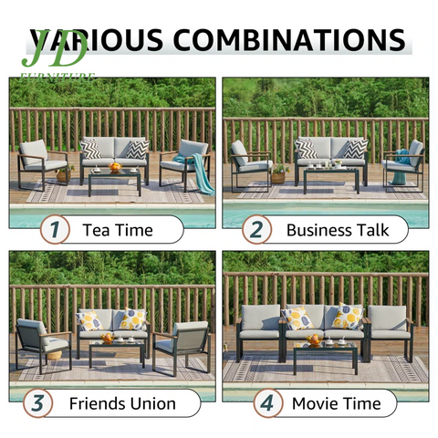 Atara 4 Piece Sofa Seating Group with Cushions
