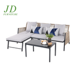 Outdoor Furniture Set - 3 Piece Metal Reclining Outdoor Conversation Sets with Cushion, Gray/Gray